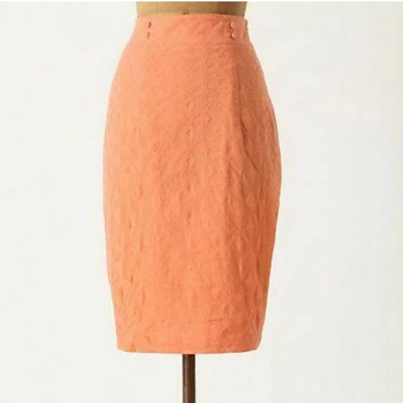 Anthropologie Rare Peach "Discreet Designs Pencil Skirt" by The Addison - Picture 9 of 9